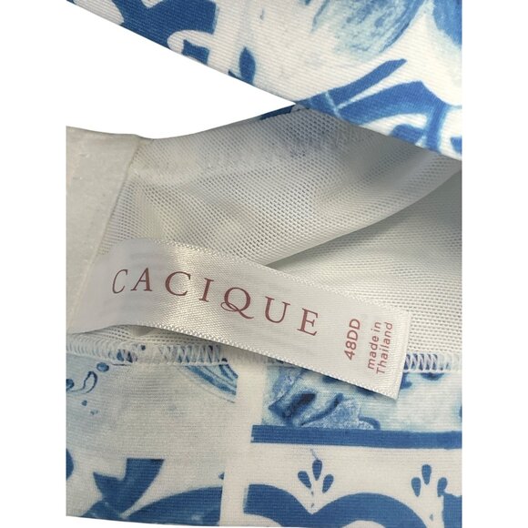 Cacique Womens 48DD White Blue Floral Underwire Bra Adjustable Straps Plus Size - Picture 4 of 5